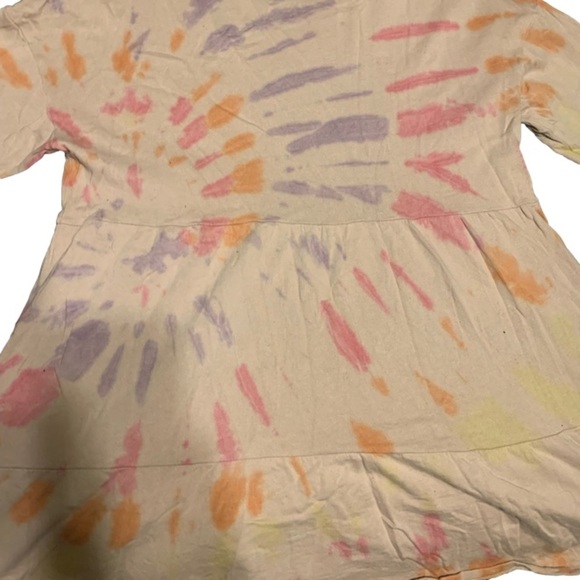 Wild Fable Long-sleeve Babydoll Dress Cream Pastel Tie-Dye Crewneck size XL - Picture 3 of 4